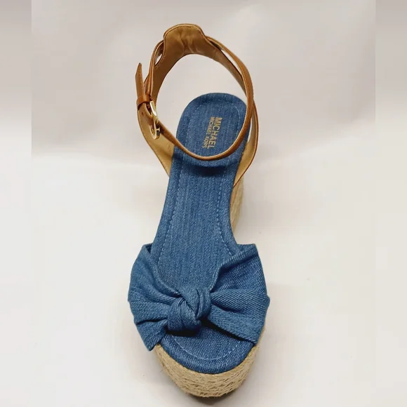 Michael Kors Blue and Tan Women's Wedge Sandals - Picture 4 of 16